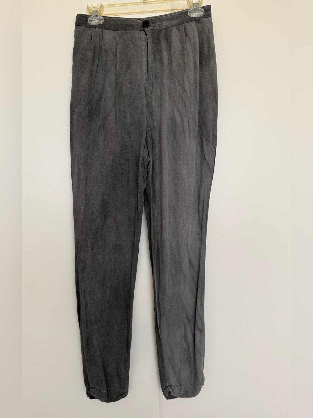 WonHundred Pleated Stonewashed High Eve Trousers Wool Viscose Charcoal Grey 38 M